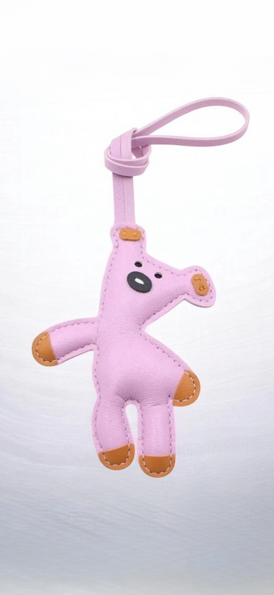 دلاية شنطة دب جلد وردي | Pink Leather Bear Bag Charm